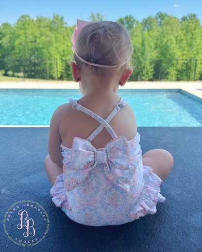RTS: Sweet Floral Family Swim Girl 1 Pc. Swimsuit