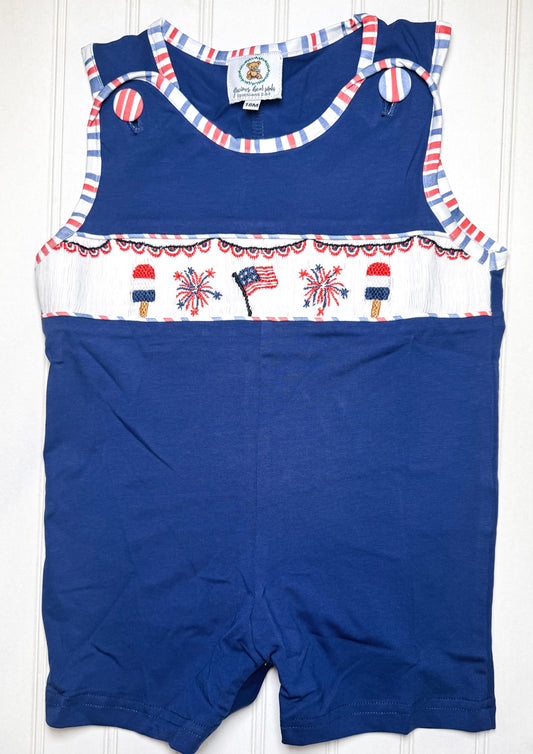 Smocked 4th of July Boy Shortall