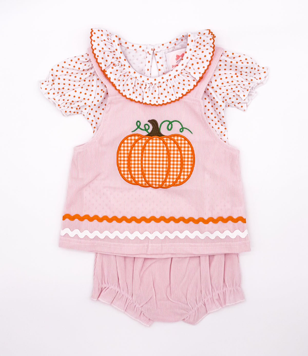 RTS: Gingham Pumpkins Girl Diaper Set
