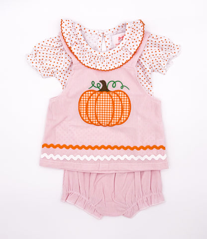 RTS: Gingham Pumpkins Girl Diaper Set