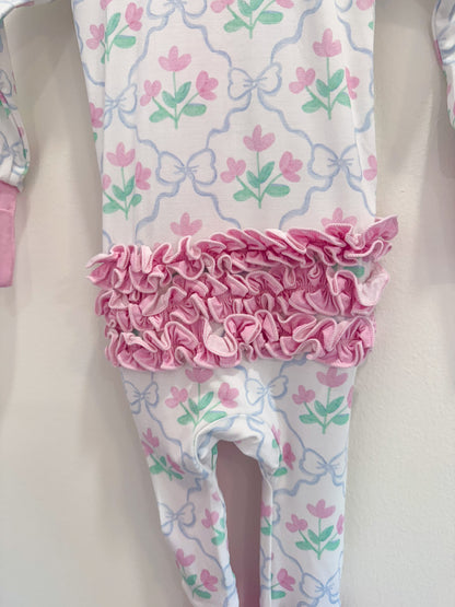 RTS: Tulips + Bows Bamboo Ruffle Zippy