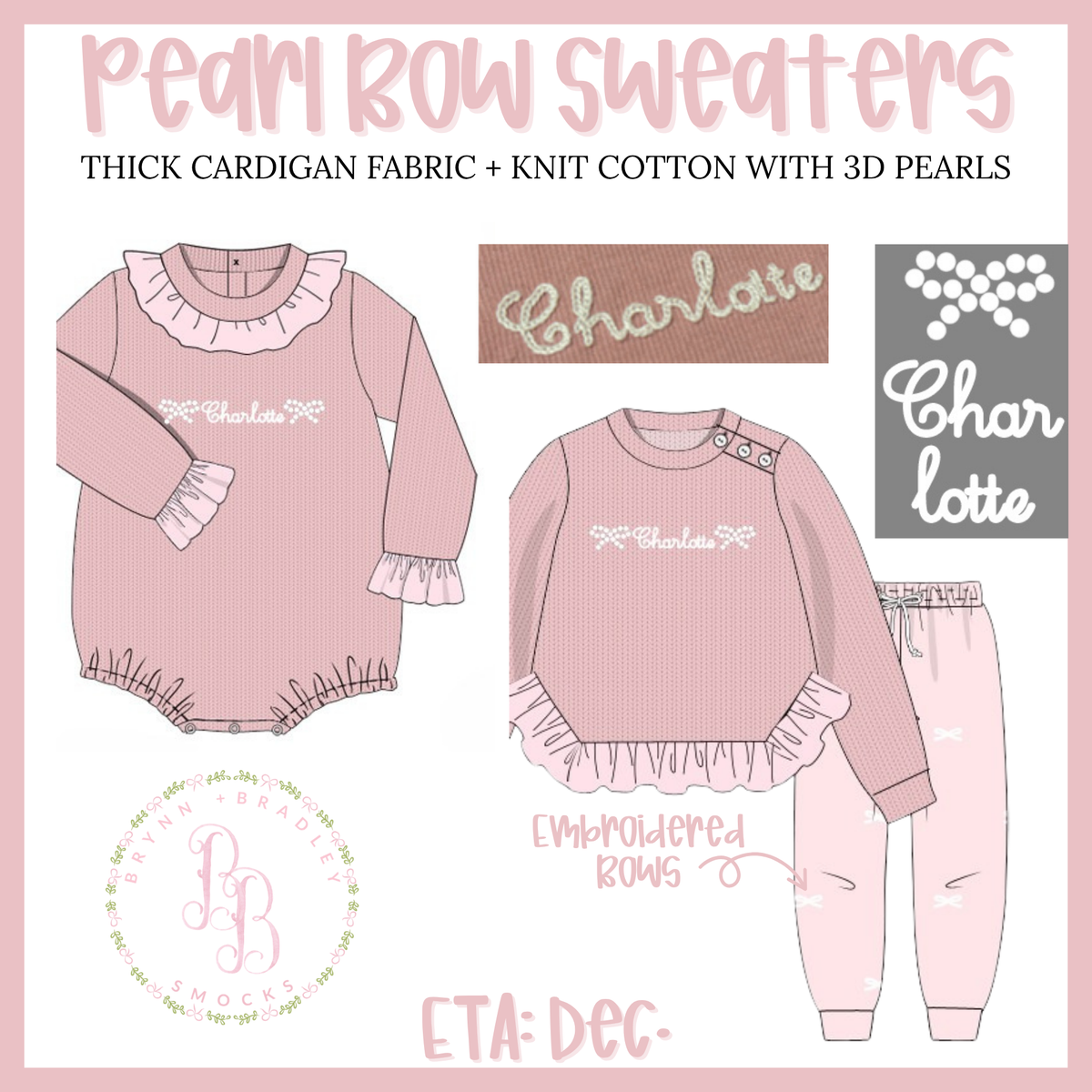 PO31: Pearl Bow Girl Sweater Joggers Set- ETA: December