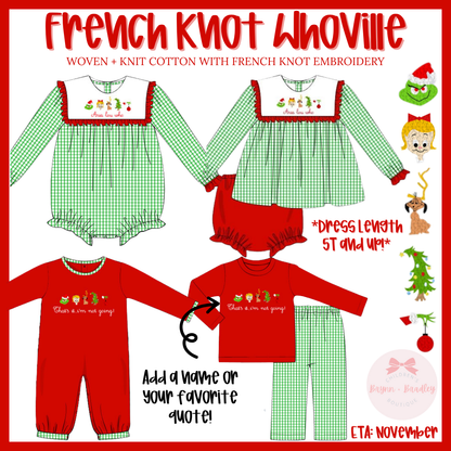 RTS: French Knot Whoville Girl Diaper Set