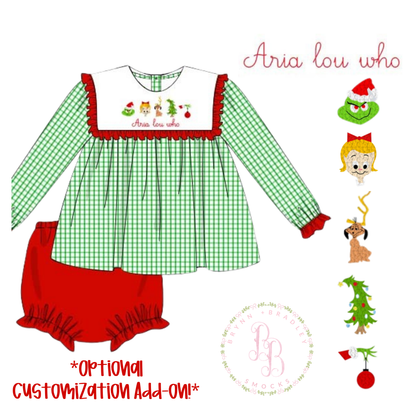 PO30: French Knot Whoville Girl Diaper Set- ETA: October