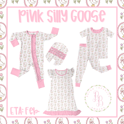 RTS: Pink Silly Goose Bamboo Short Sleeve Pant Set