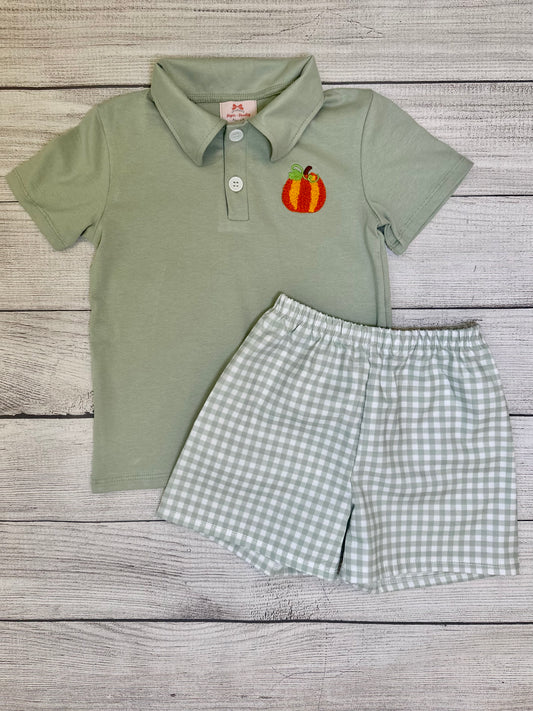 Boy’s Pumpkin Polo/Shorts Set