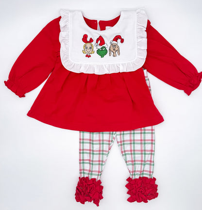 RTS: Whoville Holiday Trio Girl Pants Set