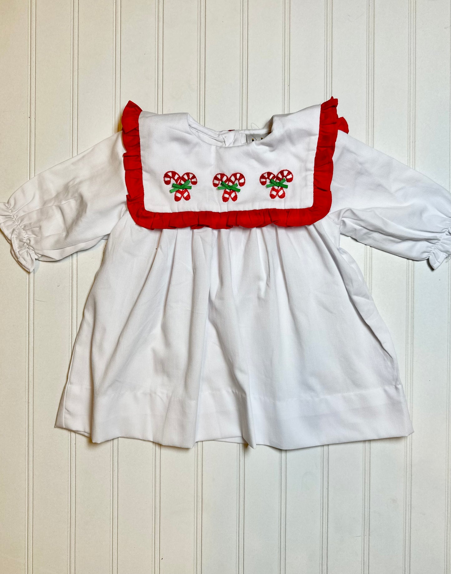 Girl’s Candy Cane Embroidered Dress