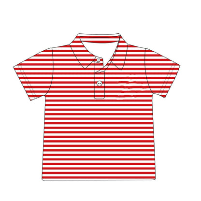 RTS: Boy’s Red/White Striped Polo Shirt
