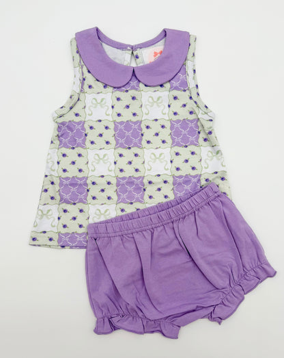 RTS: Lavender Bows + Blooms Girl Diaper Set