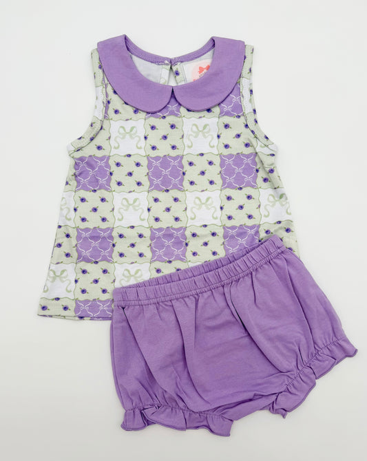 RTS: Lavender Bows + Blooms Girl Diaper Set