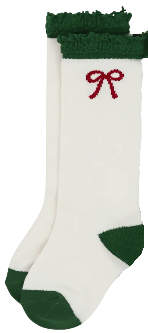 Little Stocking Co. Cream Bow Knee High Socks