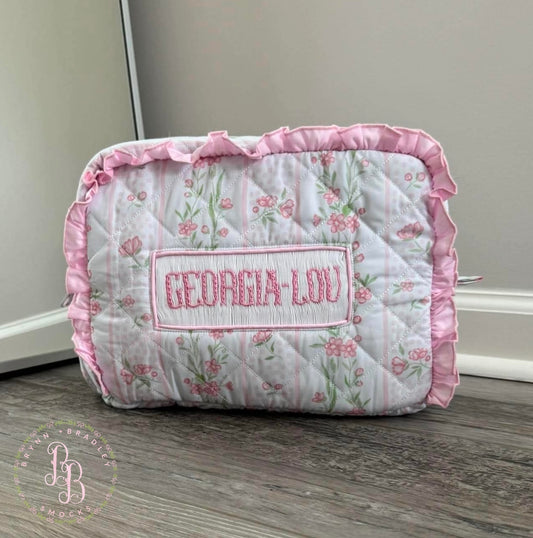 PO30: Emersyn’s Floral Smocked Accessory Bag- ETA: October