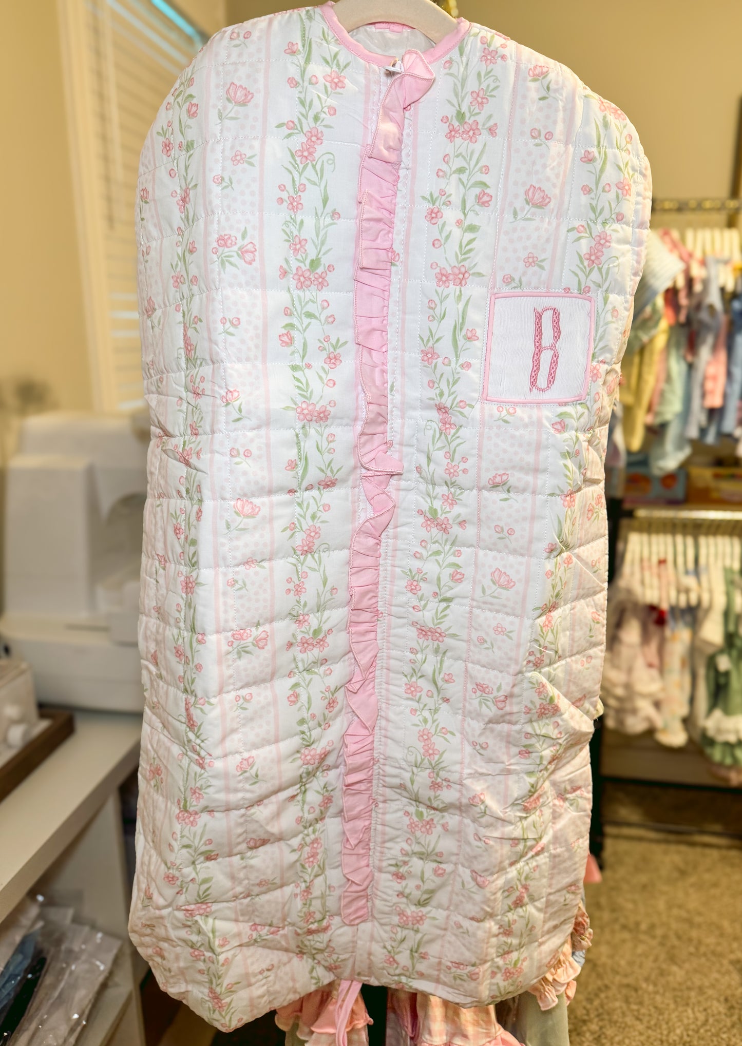 WS PO30: Emersyn’s Floral Smocked Garment Bag- ETA: October