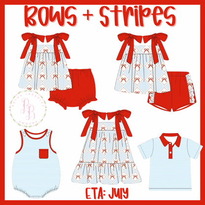 RTS: Bows + Stripes Girl Diaper Set