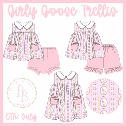 RTS: Girly Goose Trellis Girl Diaper Set