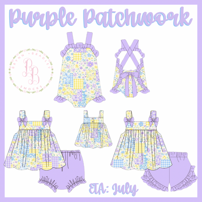RTS: Purple Patchwork Girl Shorts Set
