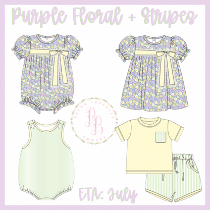 RTS: Purple Floral + Stripes Boy Bubble