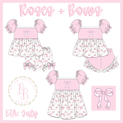 RTS: Roses + Bows Girl Diaper Set