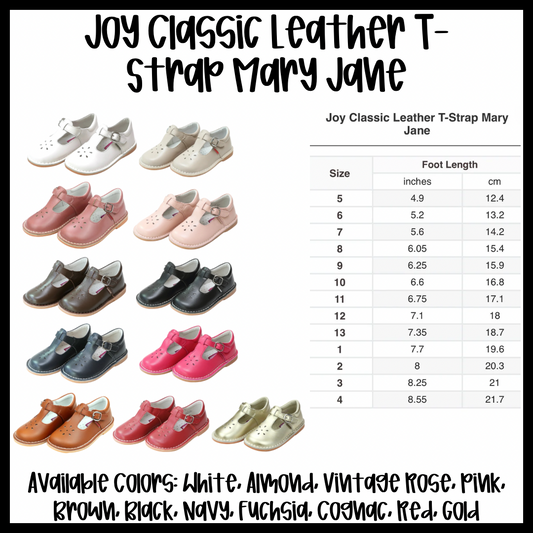 Preorder: Joy Classic Leather T-Strap Mary Jane Shoe