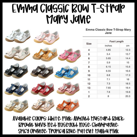 Preorder: Emma Classic Bow T-Strap Mary Jane Shoe