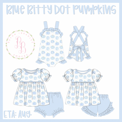 RTS: Blue Bitty Dot Pumpkins Girl Diaper Set