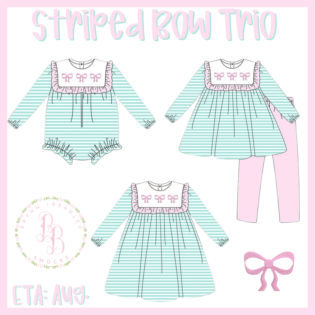 RTS: Striped Bow Trio Girl Pants Set