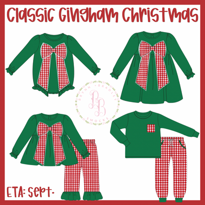 RTS: Classic Gingham Christmas Girl Pants Set