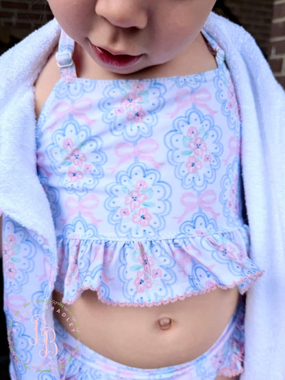 RTS: Sweet Floral Family Swim Girl 2 Pc. Swimsuit
