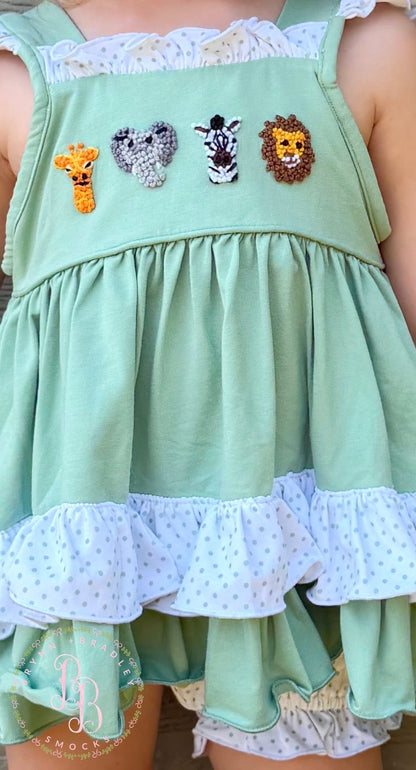 RTS: Zoo Friends Girl Bloomer Shorts Set