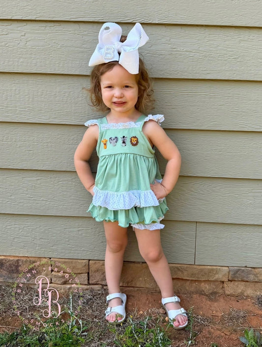 RTS: Zoo Friends Girl Bloomer Shorts Set