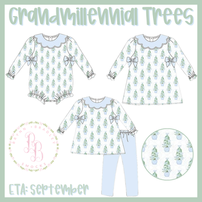 RTS: Grandmillennial Trees Girl Pants Set