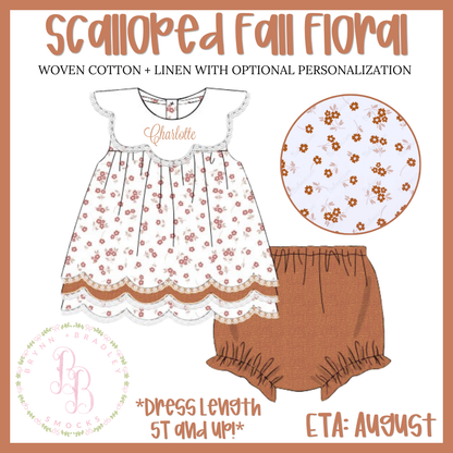RTS: Scalloped Fall Floral Girl Diaper Set + Dress
