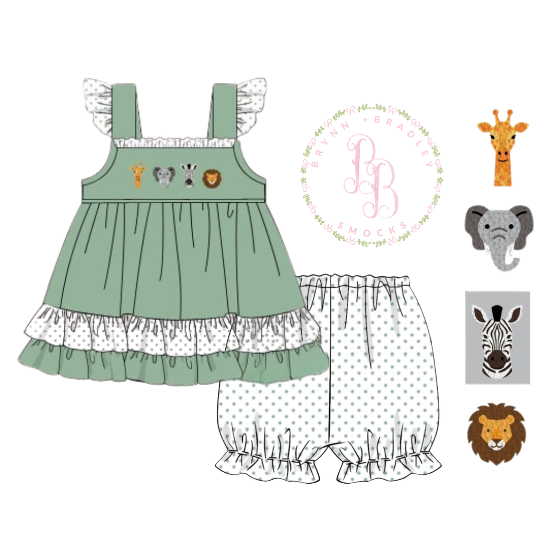 RTS: Zoo Friends Girl Bloomer Shorts Set