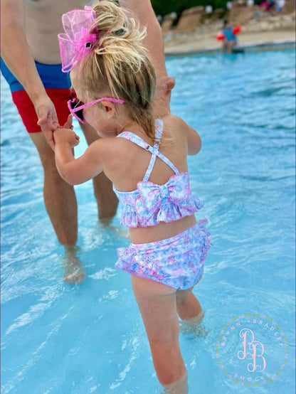 RTS: Sweet Floral Family Swim Girl 2 Pc. Swimsuit