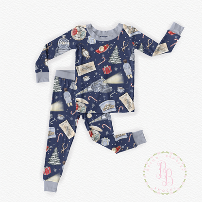 RTS: All Aboard the Express Bamboo Long Sleeve Pants Set