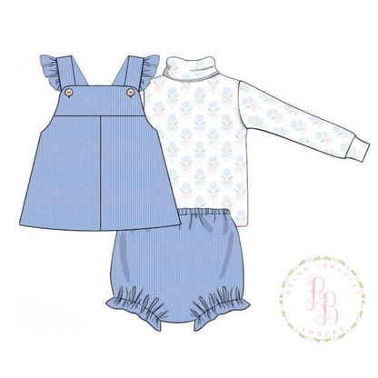 PO31: Corduroy Hydrangeas Girl Diaper Set- ETA: December