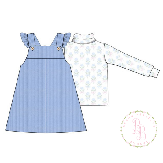 PO31: Corduroy Hydrangeas Girl Dress- ETA: December