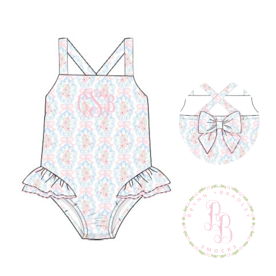 RTS: Sweet Floral Family Swim Girl 1 Pc. Swimsuit
