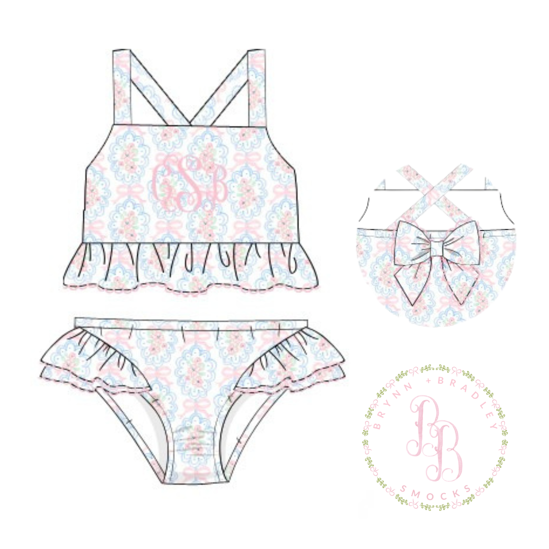 RTS: Sweet Floral Family Swim Girl 2 Pc. Swimsuit