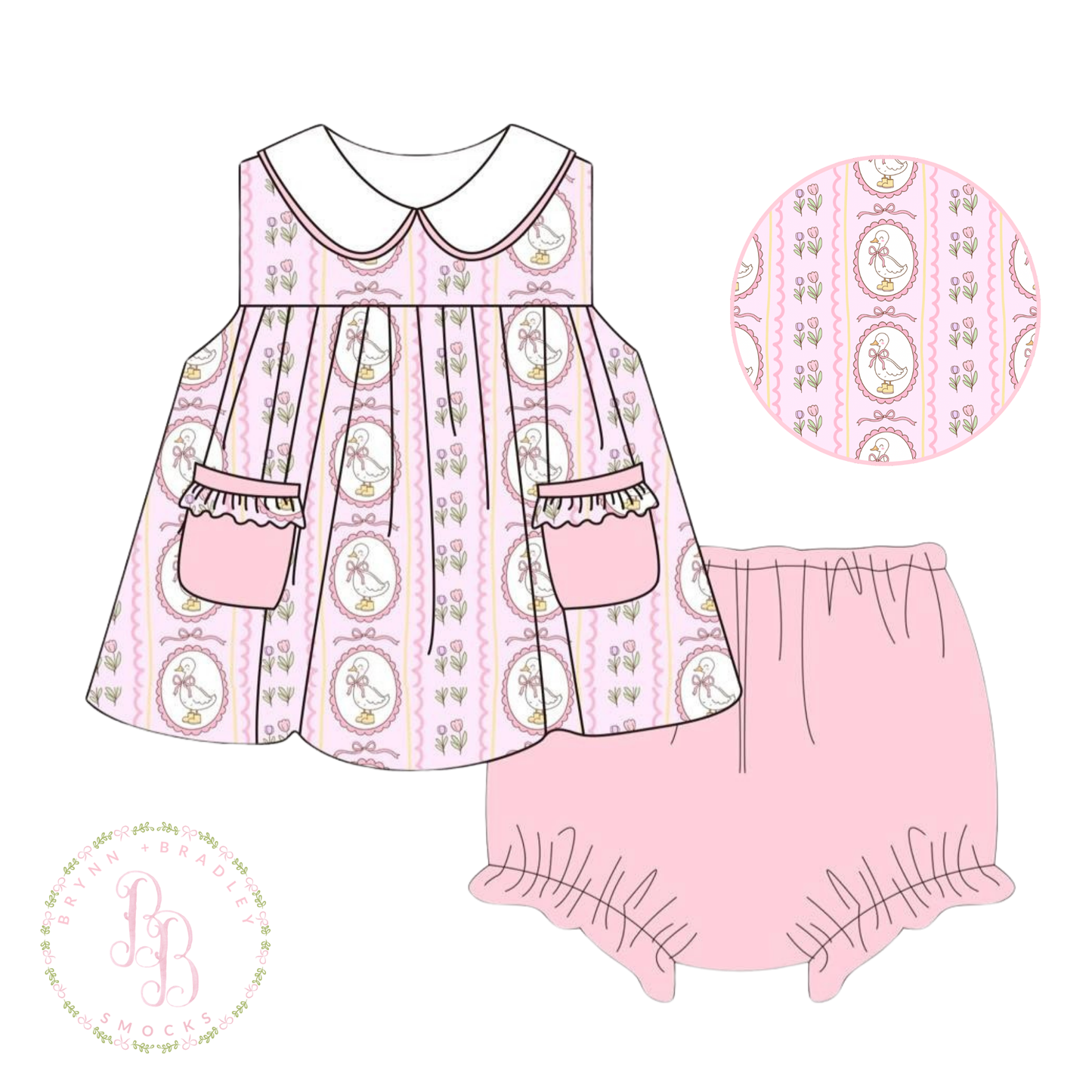 RTS: Girly Goose Trellis Girl Diaper Set