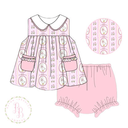 RTS: Girly Goose Trellis Girl Diaper Set