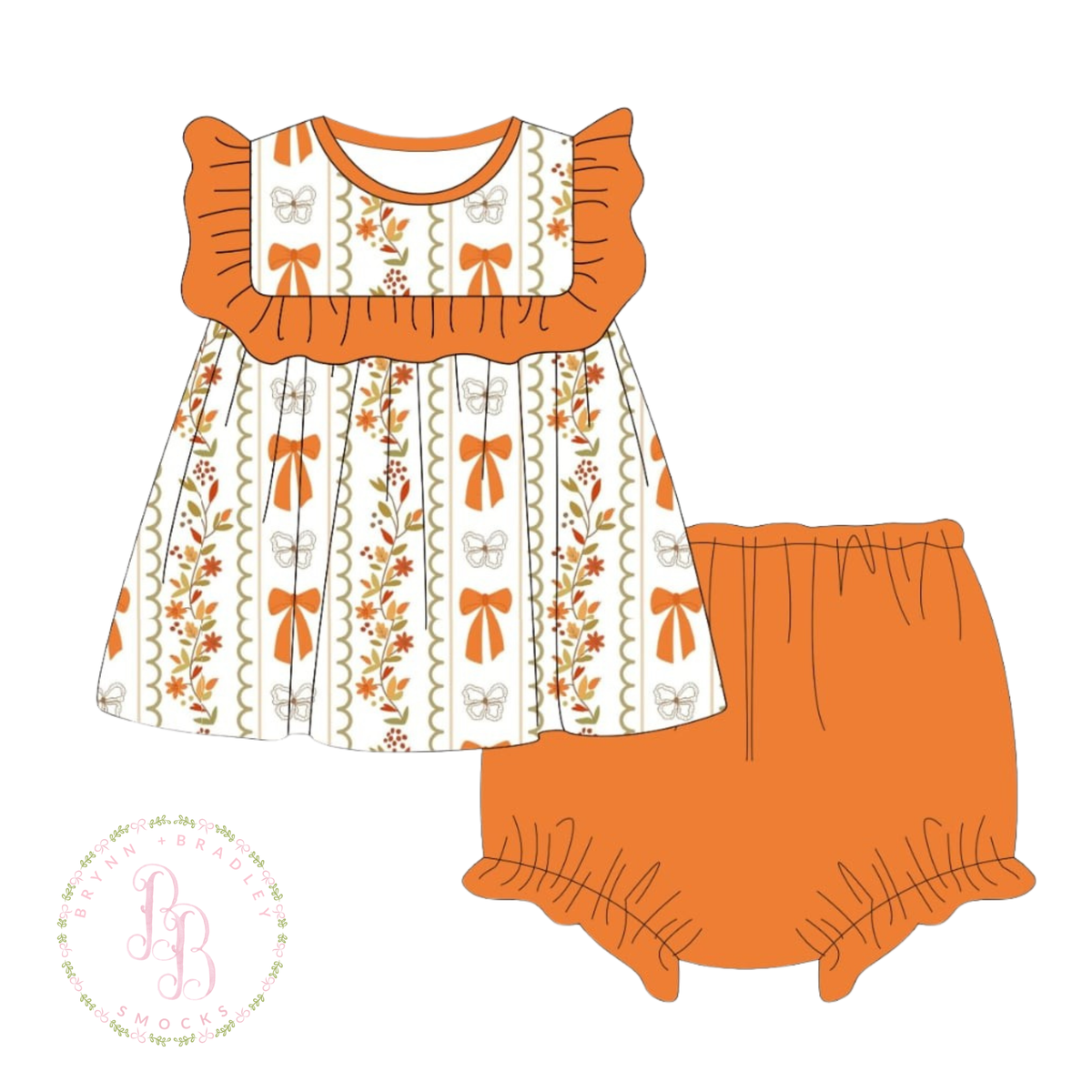 RTS: Fall Floral Trellis Girl Diaper Set
