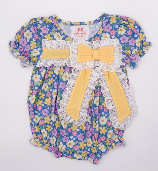RTS: Purple Floral + Stripes Girl Bubble