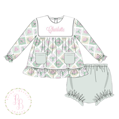 PO31: Garden Tea Party Girl Diaper Set- ETA: December