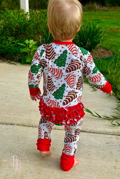 RTS: Christmas Tree Cakes Bamboo Ruffle Zippy