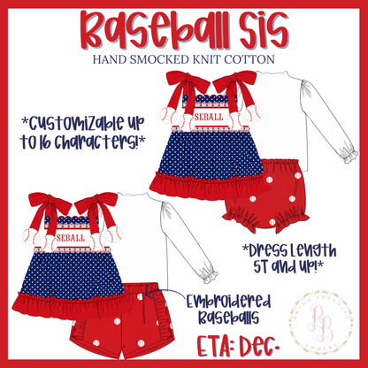 PO31: Baseball Sis Girl Diaper Set- ETA: December