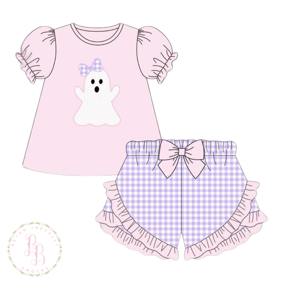 RTS: Gingham Ghosts Girl Shorts Set