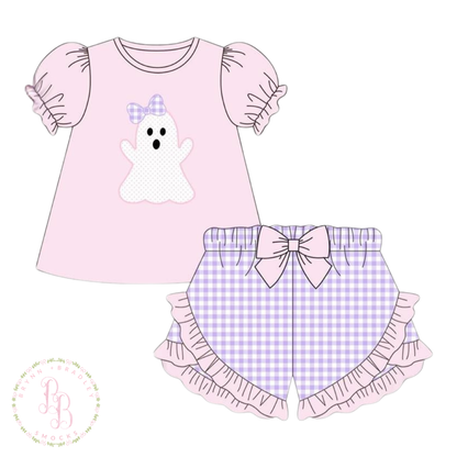 RTS: Gingham Ghosts Girl Shorts Set