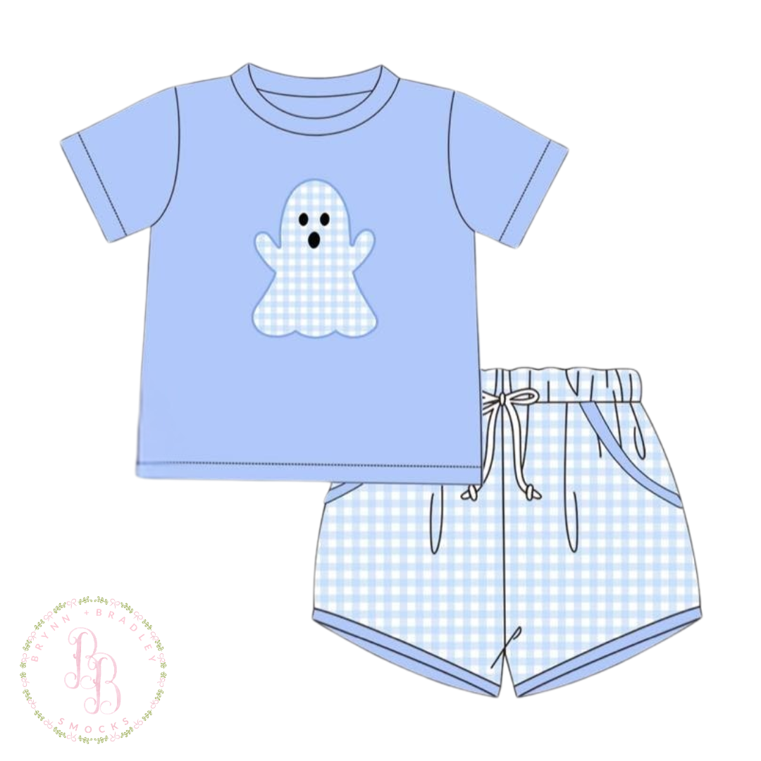 RTS: Gingham Ghosts Boy Shorts Set